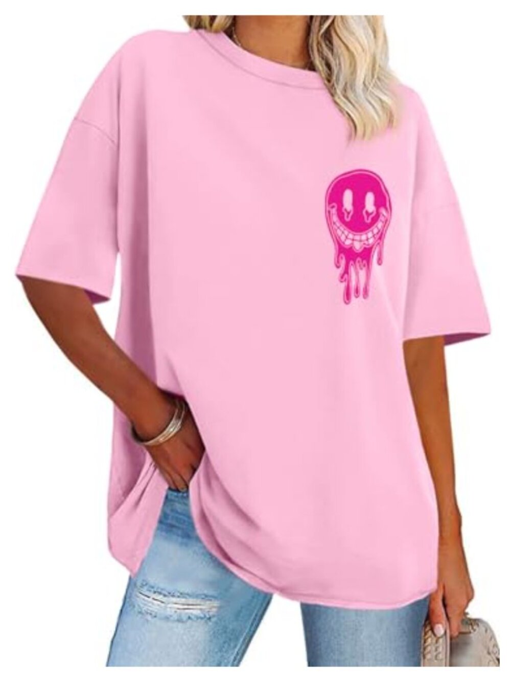 Oversized T-Shirt Half Sleeve Round Neck Boyfriend Tee Summer Top